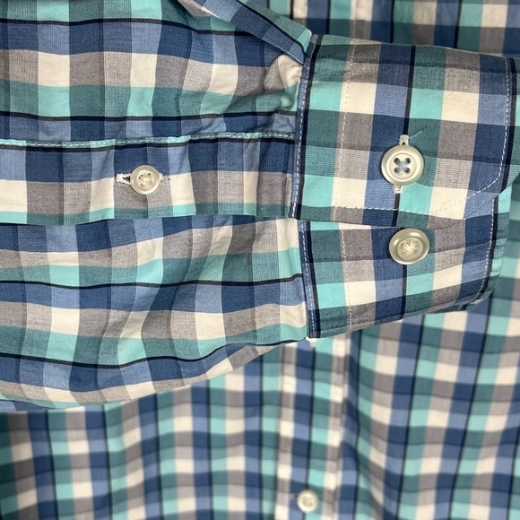 Banana Republic Men’s XL Grant Fit Blue Paid Long Sleeve Casual Button Up Shirt - Picture 5 of 9